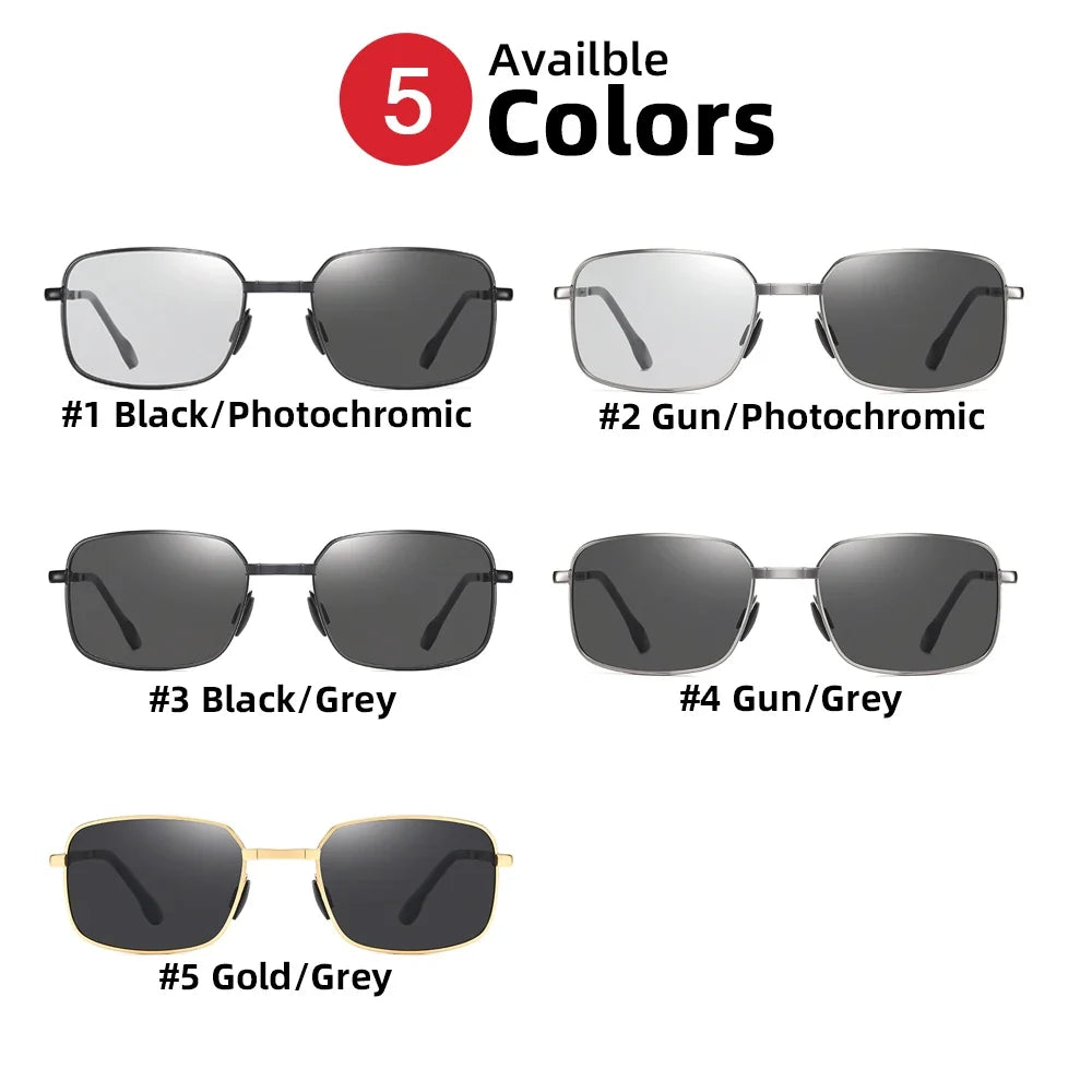 VIVIBEE Men Folding Photochromic Sunglasses with Polarized Lens Rectangle Metal Summer Male Shades 2026 Trending Products