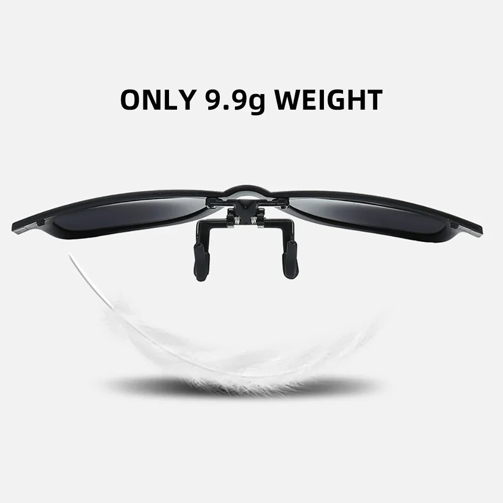 VIVIBEE Flip Up Clip on Sun Glasses for Men Driving Sunglasses Light Fishing Female Anti-UVA UVB Polarized Night Vision Lens