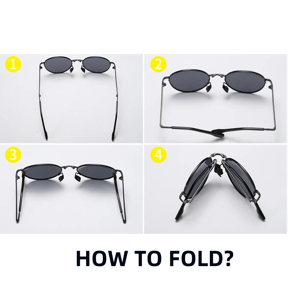 VIVIBEE 2026 Trending Square Black Folding Polarized Sunglasses Women Light Mirror Blue Fold Shades Titanium Alloy Sun Glasses