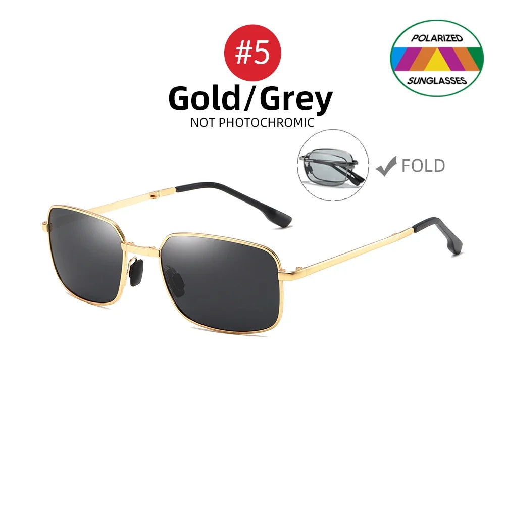 VIVIBEE Men Folding Photochromic Sunglasses with Polarized Lens Rectangle Metal Summer Male Shades 2026 Trending Products