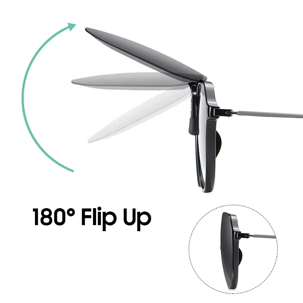 VIVIBEE Big Size Flip Up Clip on Sunglasses Polarized Gradient Grey Lens Oversized Driving UV400  Fishing Accessory