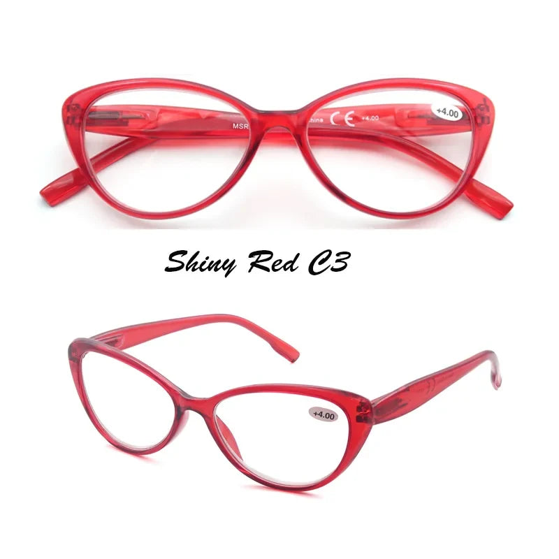 Reading Glasses Women Cat Eye Ladies Readers Lightweight Unbreakable Presbyopic Eyeglasses with Spring Hinge Glasses Reading