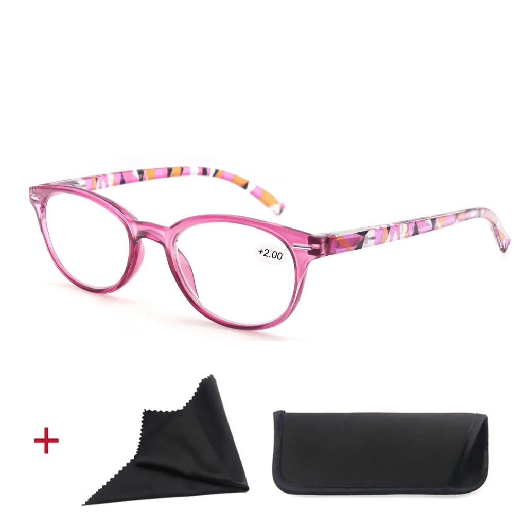 Reading Glasses Women Oval Colorful Frame Readers Hyperopia Presbyopia Vision Care Eyewear with Flexible Spring Hinge