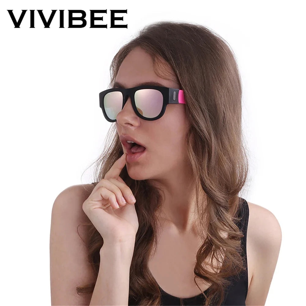 VIVIBEE Novelty Mirror Men Polarized Folding Sunglasses New Arrival Slap Sport Foldable Wristband Shades 2026 Trend Product