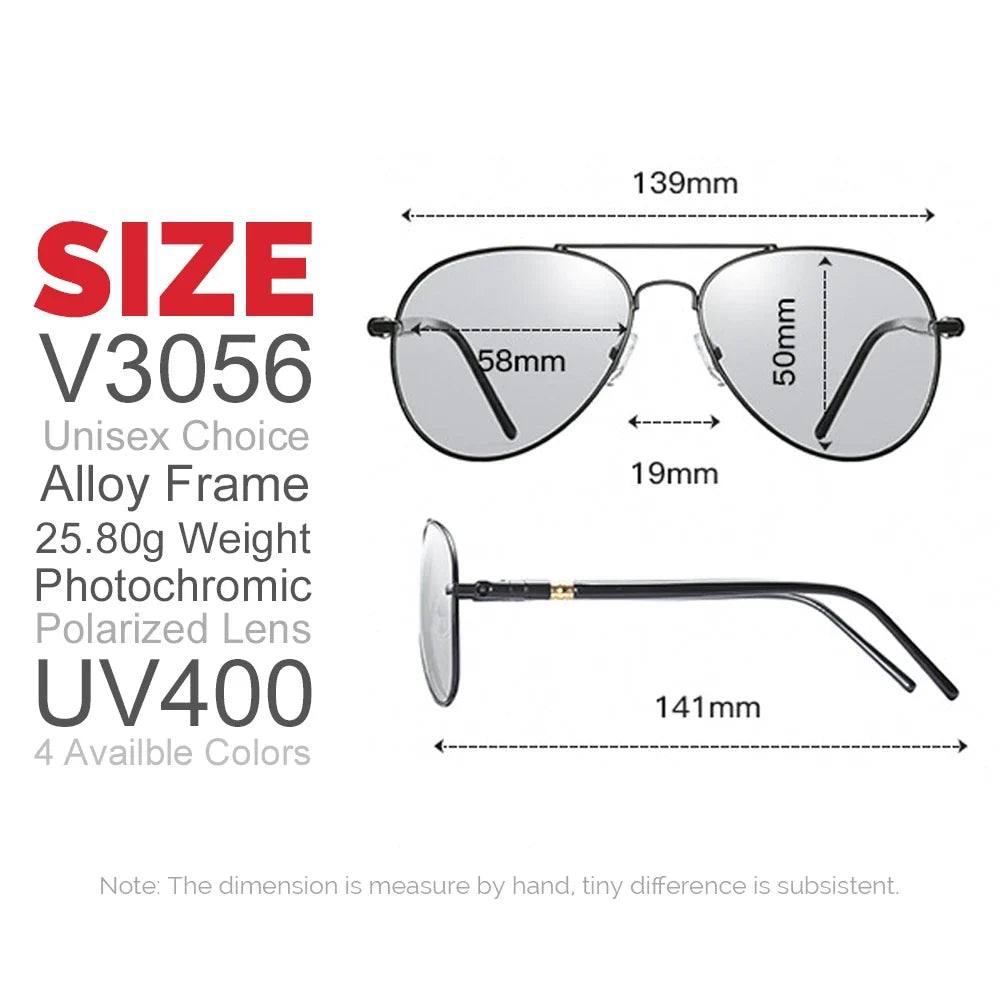 VIVIBEE Photochromic Sunglasses Mens Aviation Polarized UV400 Day and Night Vision Driving Sun Glasses Women Titanium Goggles
