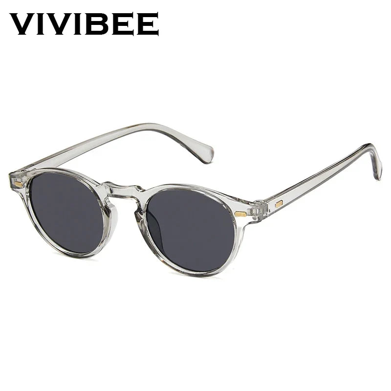 VIVIBEE Men Fashions 2026 Oval Small Sunglasses Clear Classic UV400 Sun Glasses Trends for 2026 Transparent Shades for Women