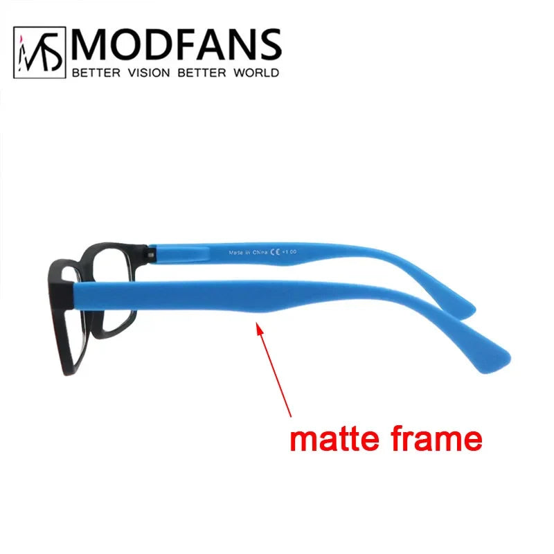 MODFANS Rectangular Classic Matte Frame, Solid-Color Temples, Reading Glasses for Men and Women, Prescription +1.0 to +4.0.