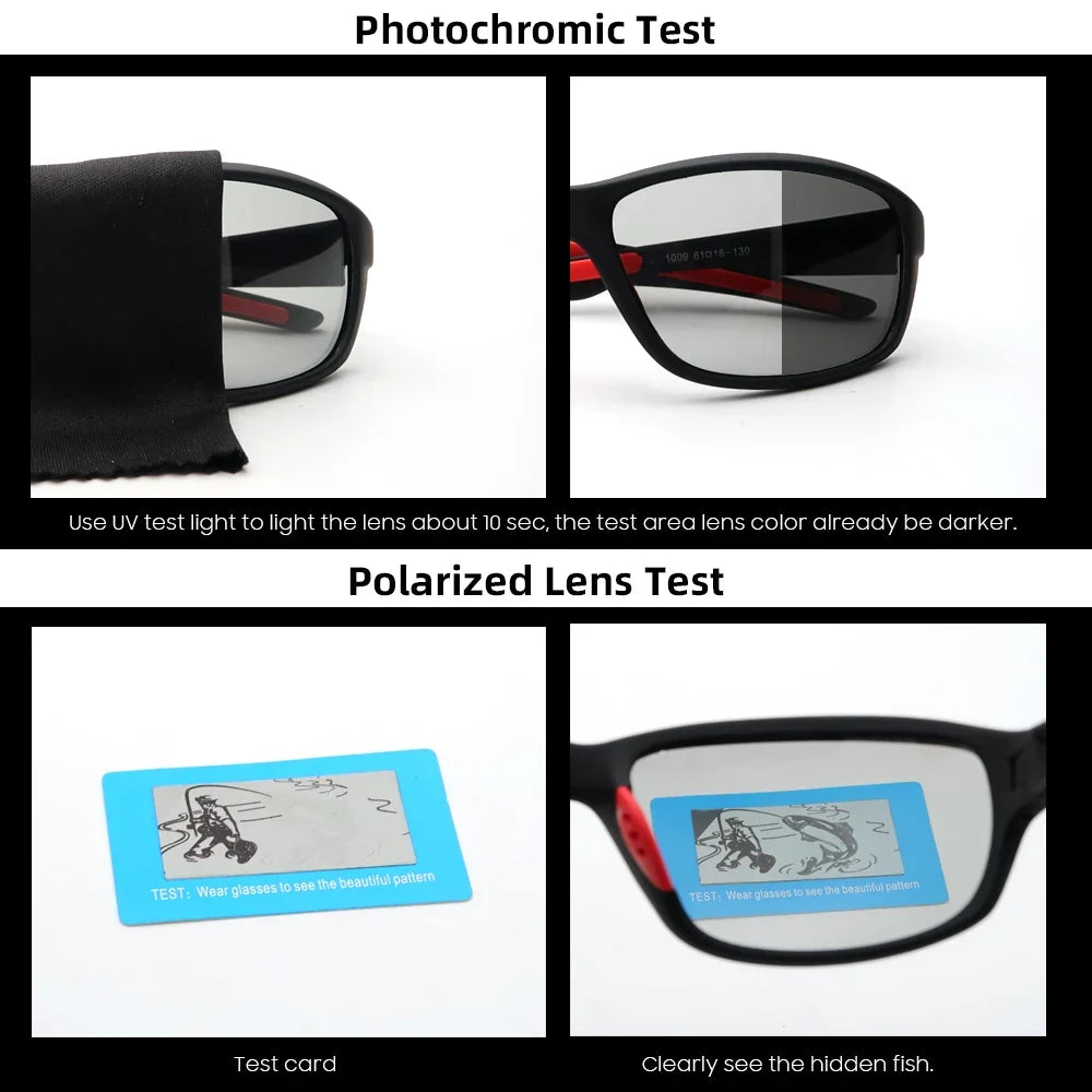 VIVIBEE Men Photochromic Sunglasses Polarized Golf Women Cycling UV400 Color Changing Black Sun Glasses Outdoor Sports Goggles