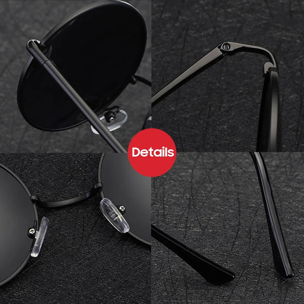 VIVIBEE Classic Polarized Round Metal Sunglasses Casual Sun Glasses for Women Retro UV400 Men Black Shades 2026 Trend Eyewear