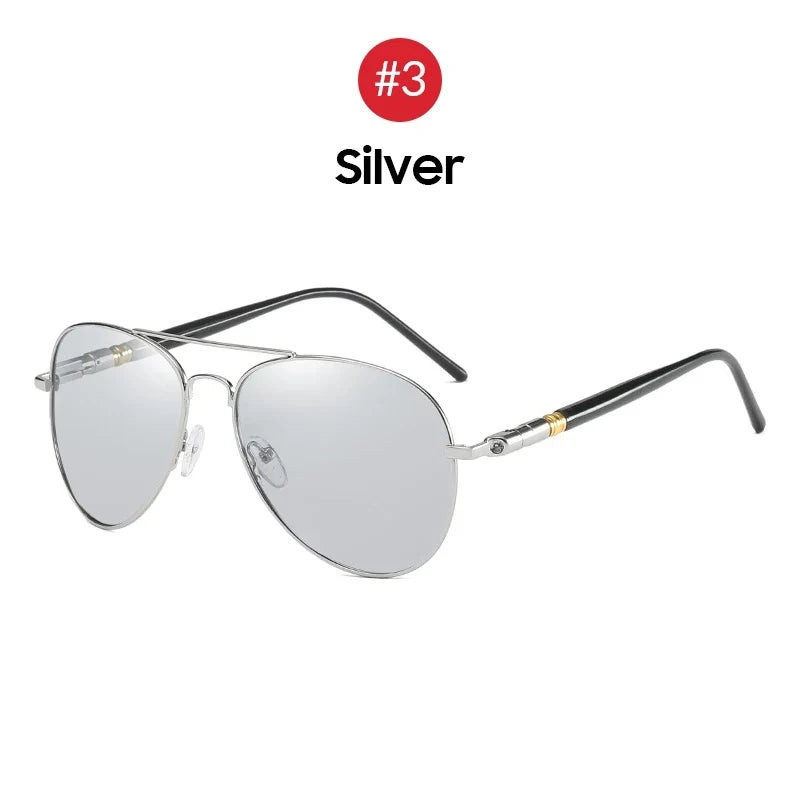 VIVIBEE Photochromic Sunglasses Mens Aviation Polarized UV400 Day and Night Vision Driving Sun Glasses Women Titanium Goggles