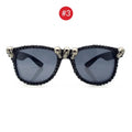 Women Vintage Skull Sunglasses Black Rhinestone Retro Cat Eye Sun Glasses for Ladies Round Gothic Halloween Shades