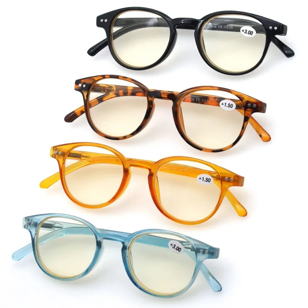 Anti Blue Light Blocking Reading Glasses Women Men Round Vintage Computer Readers Presbyopic Glasses Maginfication +1.0 to +4.0