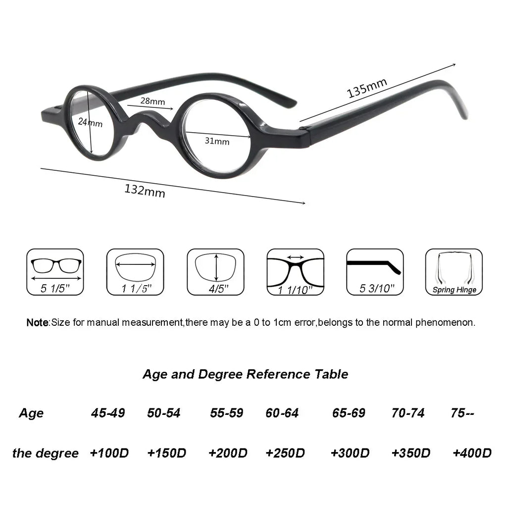 Small Vintage Reading Glasses Men Women Readers Round Retro Presbyopic Glasses Full Frame +1+1.5+2+2.5+3+3.5
