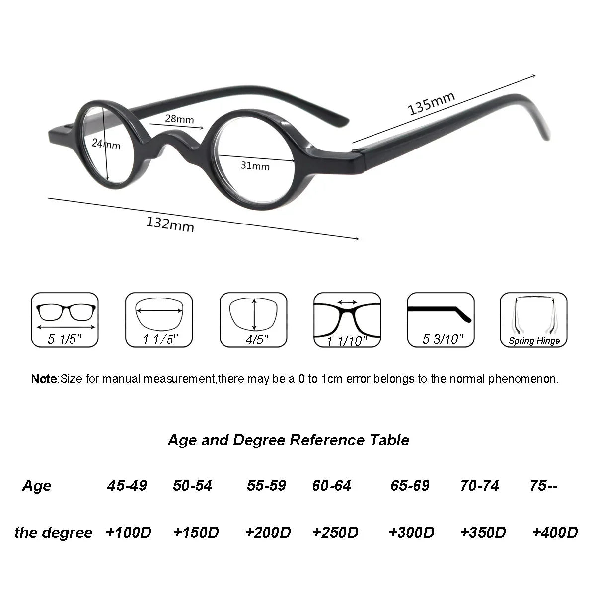 Small Vintage Reading Glasses Men Women Readers Round Retro Presbyopic Glasses Full Frame +1+1.5+2+2.5+3+3.5