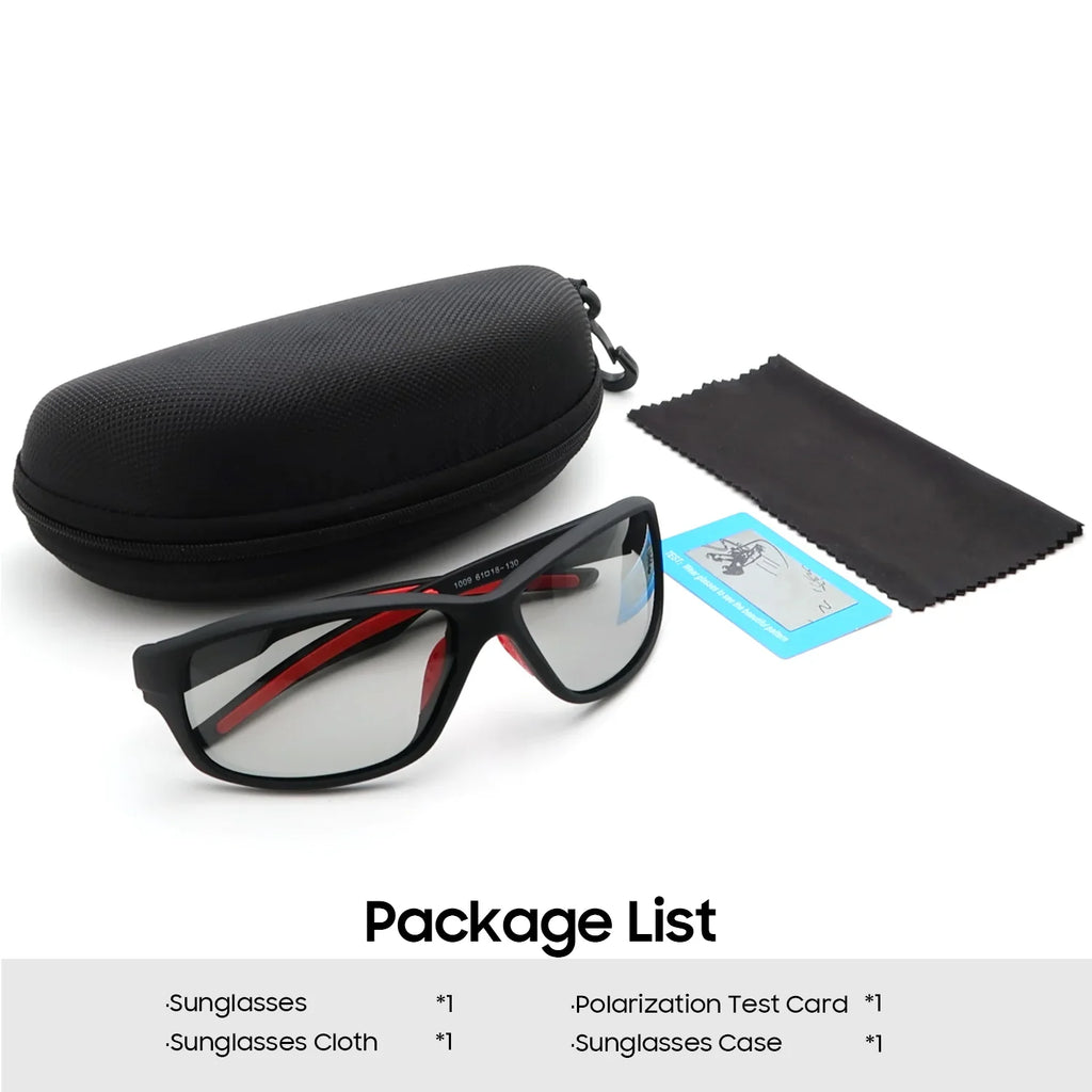 VIVIBEE Men Photochromic Sunglasses Polarized Golf Women Cycling UV400 Color Changing Black Sun Glasses Outdoor Sports Goggles