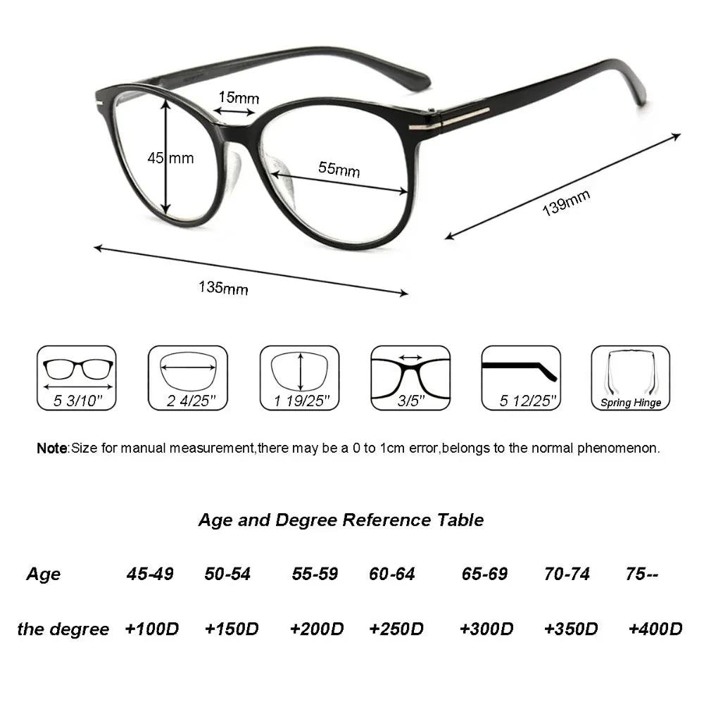 Reading Glasses Women Round Frame Readers Silver Metal Decoration Presbyopic Glasses Magnification Strength1.5 2.5 3 3.5 4