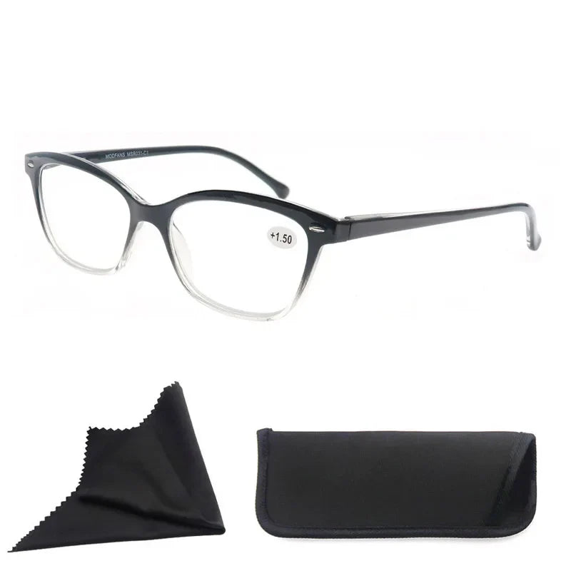 MODFANS Reading Glasses For Women Small Face Readers Classic Frame Stylish Eyeglasses with Spring Hinge Presbyopic Glasses