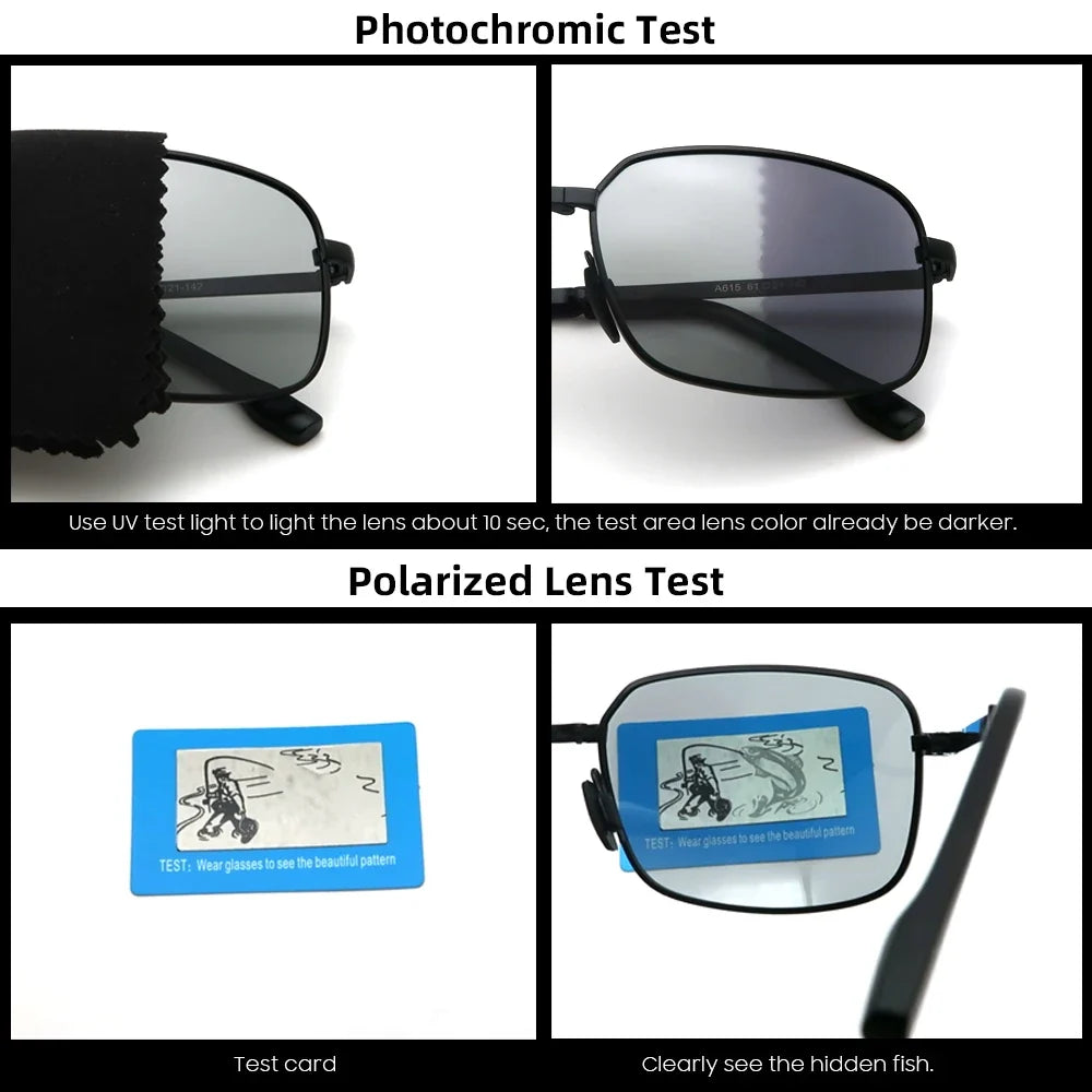 VIVIBEE Men Folding Photochromic Sunglasses with Polarized Lens Rectangle Metal Summer Male Shades 2026 Trending Products