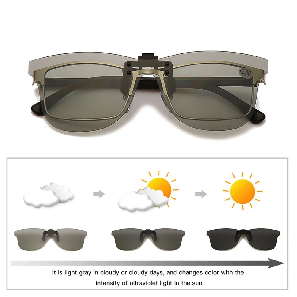 VIVIBEE Square Mirror Men's Clip on Polarized Night Driving Glasses Yellow UV400 Women Sunglasses Fishing Clips