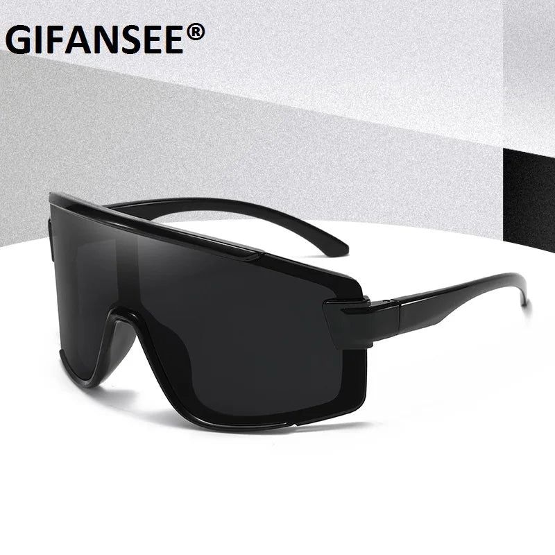 Shield Visor Mask Sunglasses Women Men Oversized Windproof Glasses One Peice Big Frame Goggles Shades Sport UV400 Gafas