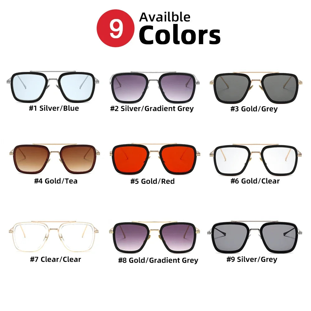 VIVIBEE Retro Square Men Edith Sunglasses Vintage Silver Metal Frame Blue Lens Glasses Fashion Women Steampunk Eyewear