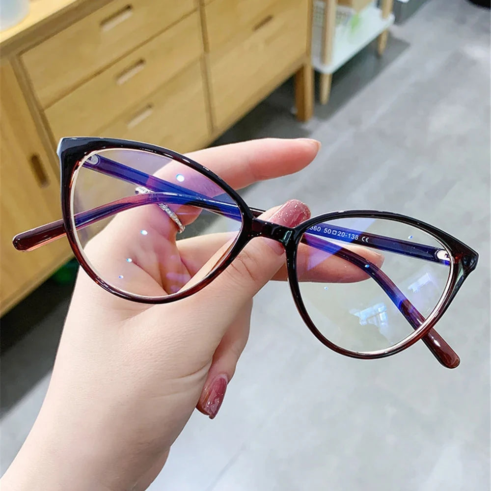 VIVIBEE Women Cat Eye Blue Light Blocking Glasses Office Computer Glasses Frame Female Leopard Ladies 2026 Fashion Goggles