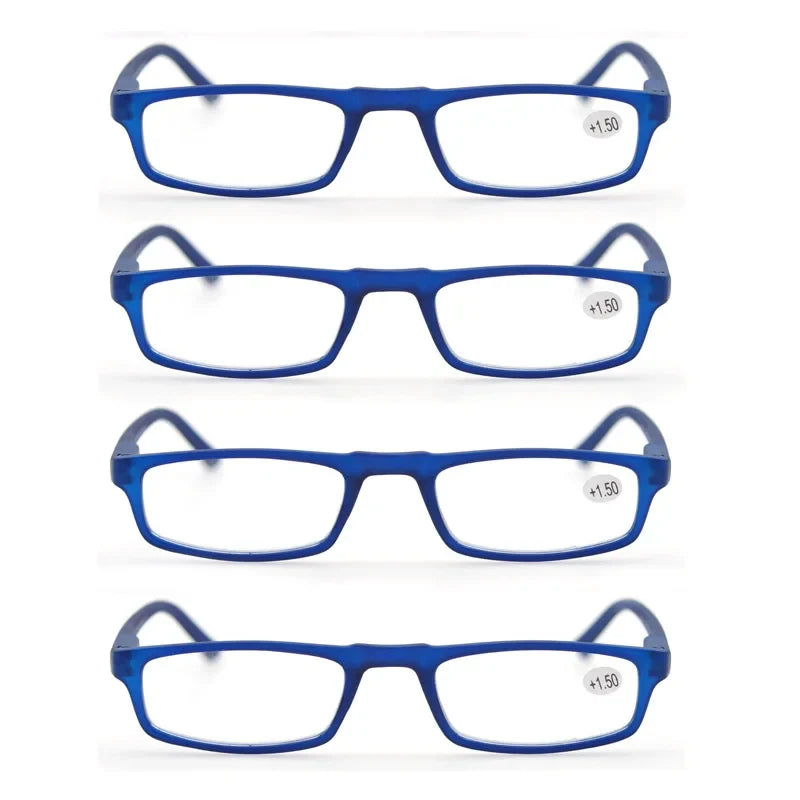 4 Paires Reading Glasses for Men Women Narrow Square Frame Readers Eyeglasses Spring Hinge with Diopter
