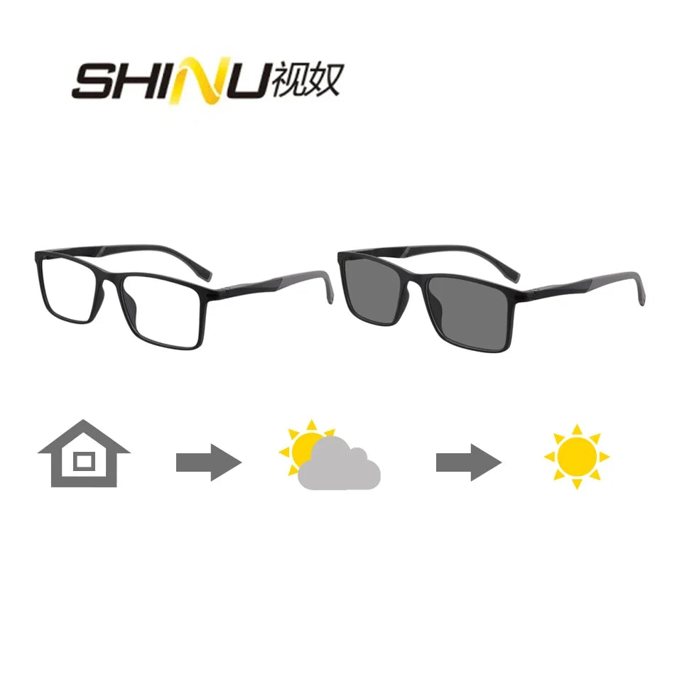 Photochromic Bifocal Reading Glasses Men See Near Reader See Far Gray Sunglasses Men Presbyopia  Can Custom With Cylinder Degree
