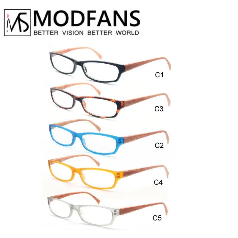 Reading Glasses Women Rectangular Frame Readers Eyeglasses Wood-Look Printed Legs for Mens Presbyopic Glasses +1.0+2.0+3.0+4.0