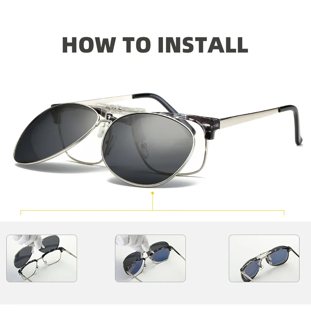VIVIBEE Oversized Pilot Flip Up Clip on Sunglasses Polarized Men Driving Alloy Frame Big Size Women Aviation Glasses Clips