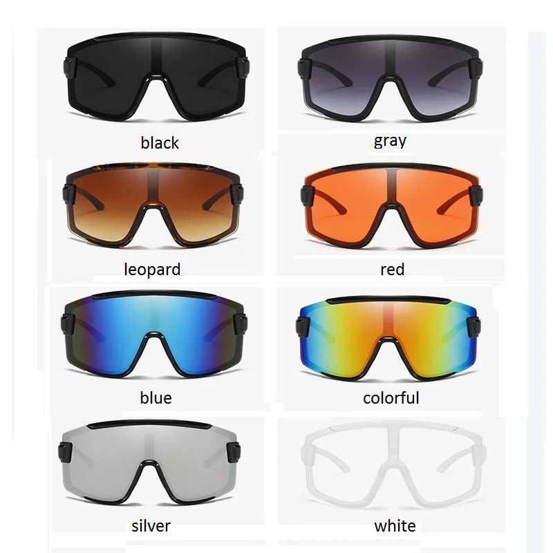 Shield Visor Mask Sunglasses Women Men Oversized Windproof Glasses One Peice Big Frame Goggles Shades Sport UV400 Gafas