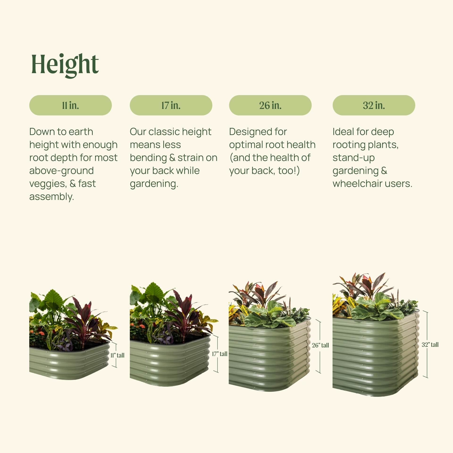 17" Tall 4 In 1 Small Modular Metal Raised Garden Bed Kit