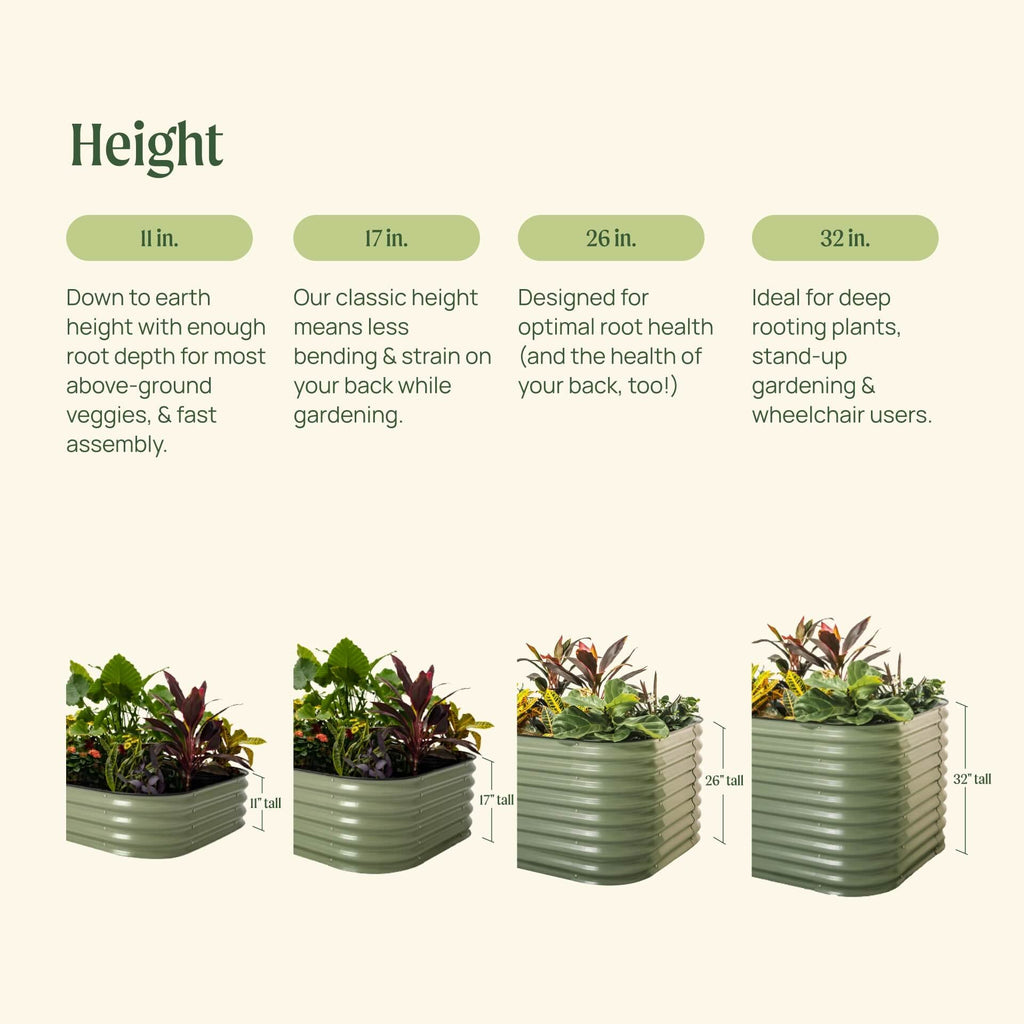 17" Tall 6 In 1 Medium Modular Metal Raised Garden Bed Kit