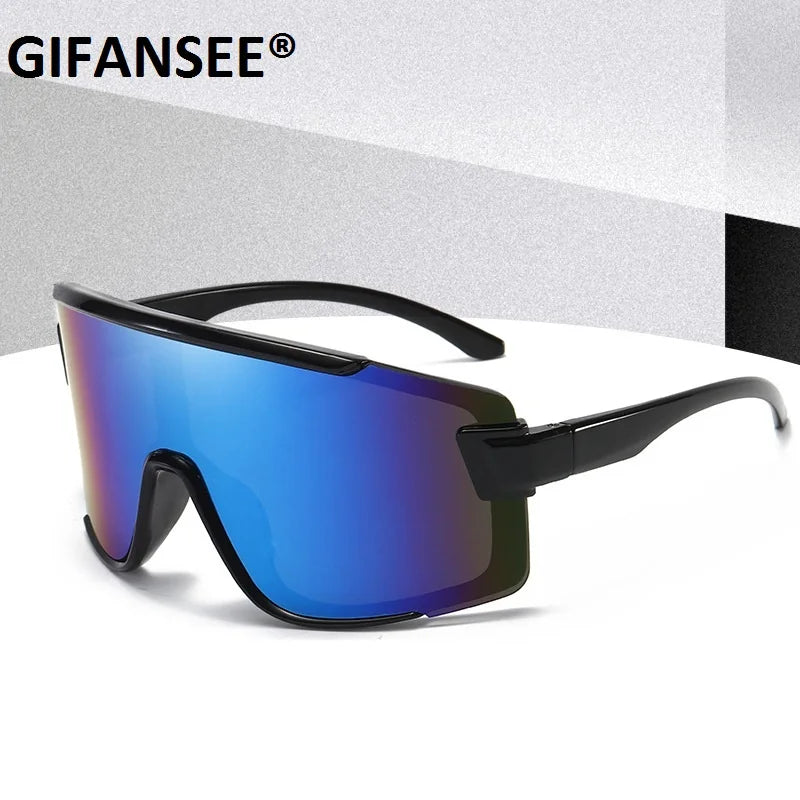 Shield Visor Mask Sunglasses Women Men Oversized Windproof Glasses One Peice Big Frame Goggles Shades Sport UV400 Gafas