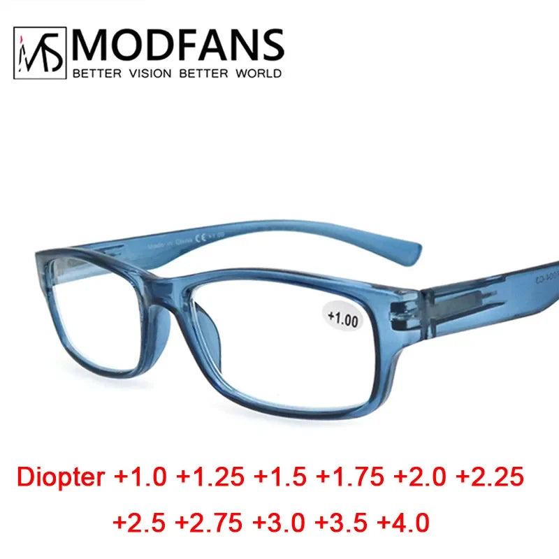 Reading Glasses Men Women Rectangle Durable Frame Readers Flexible Spring Hinge Clear View Magnification Strength +1.0 to +5.0