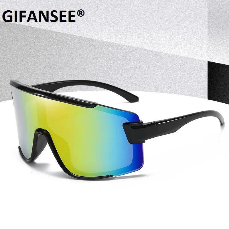 Shield Visor Mask Sunglasses Women Men Oversized Windproof Glasses One Peice Big Frame Goggles Shades Sport UV400 Gafas