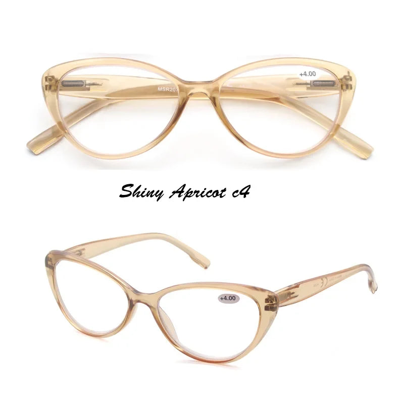 Reading Glasses Women Cat Eye Ladies Readers Lightweight Unbreakable Presbyopic Eyeglasses with Spring Hinge Glasses Reading