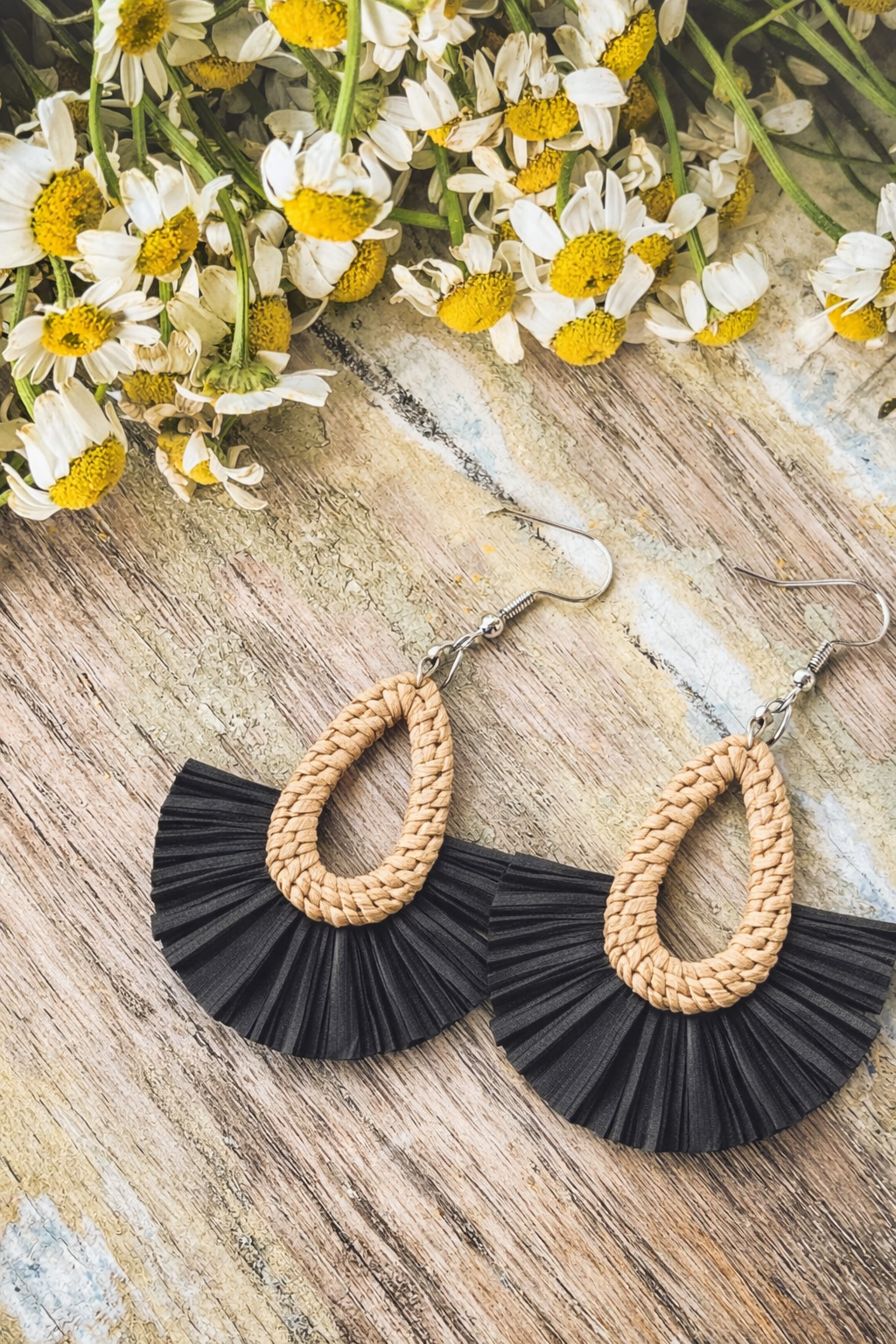 Beautiful Black Raffia Earrings