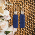 Beautiful Blue and Silver Floral Earrings