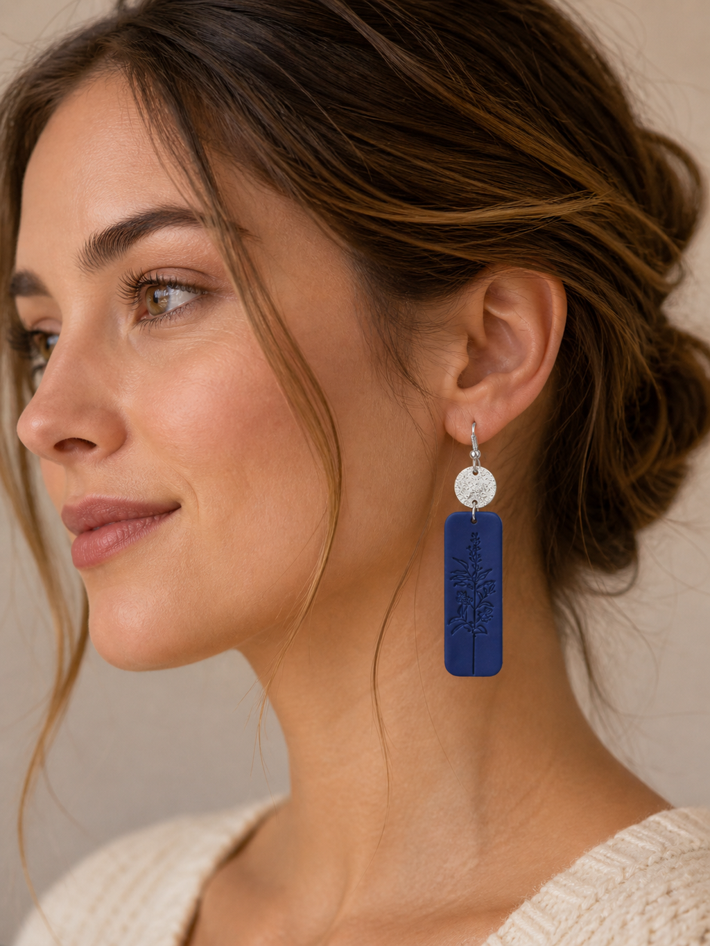 Beautiful Blue and Silver Floral Earrings
