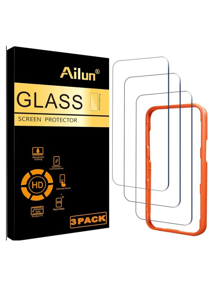3 Pack Screen Protector for iPhone 16 Pro Max Tempered Glass with Frame