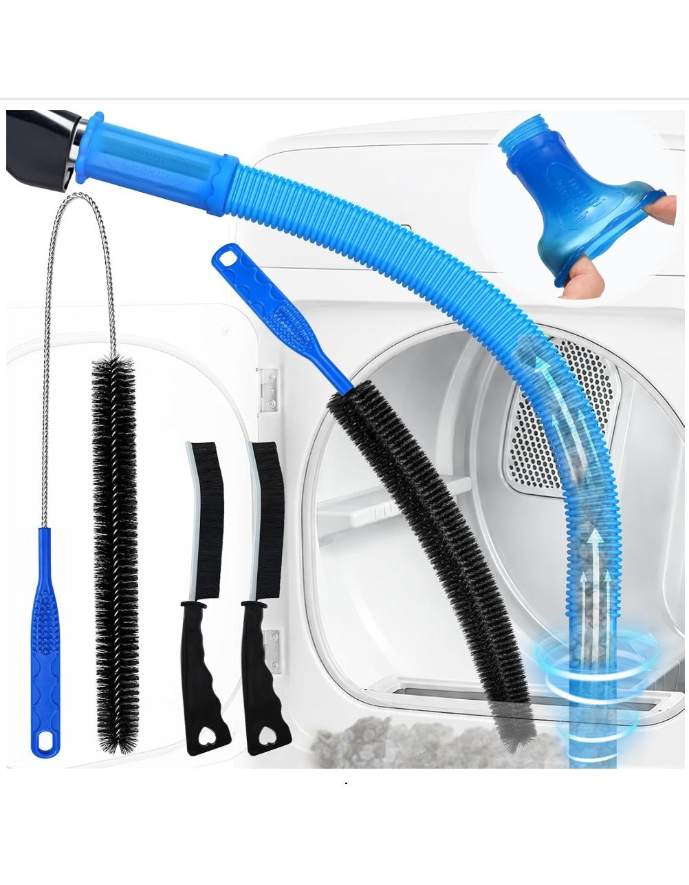 Dryer Vent Cleaner Kit, Vacuum Hose Attachment with Lint Brushes, 5 Piece, Blue