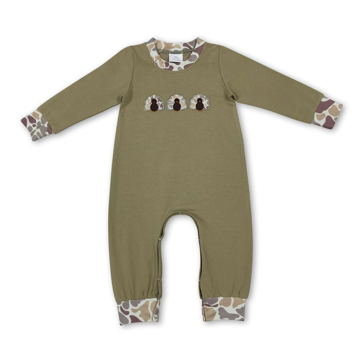 Turkey camo embroidery boy Thanksgiving romper