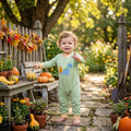Dinosaur pumpkin embroidery baby boy fall romper