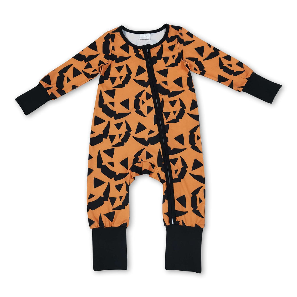 Long sleeves pumpkin baby boy Halloween romper