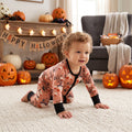 Pumpkin ghost baby boy Halloween zipper romper