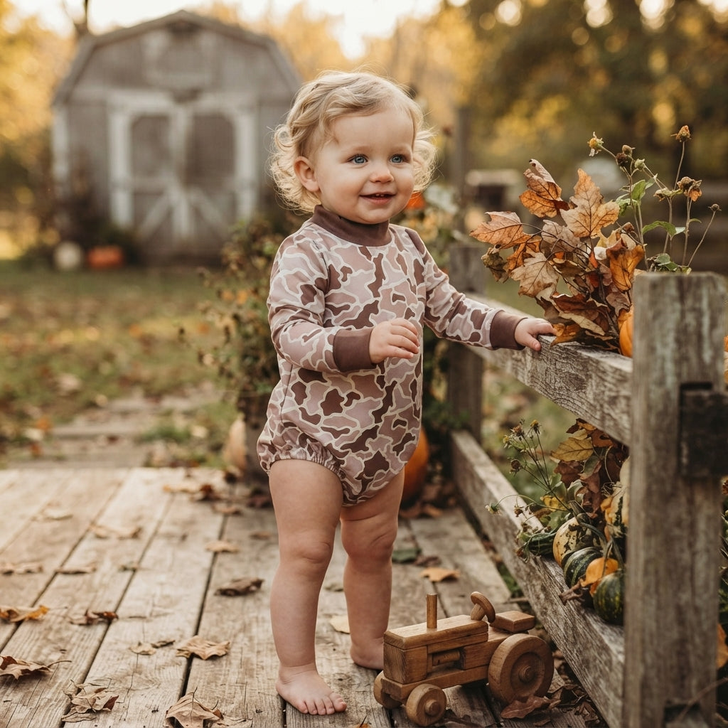 Long sleeves camo baby kids fall romper