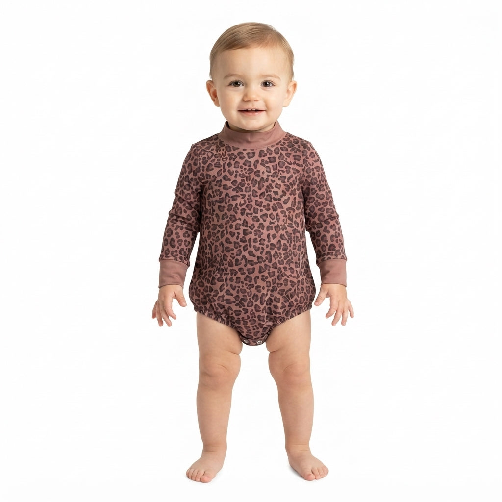 Long sleeves leopard baby girls fall romper