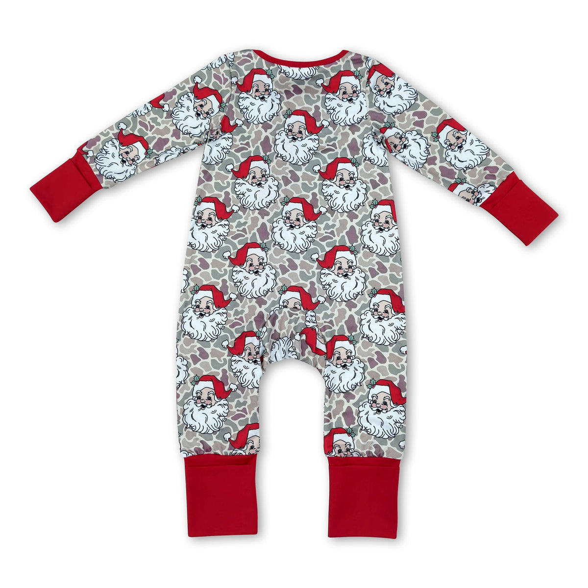 Long sleeves camo santa baby boy Christmas zipper romper