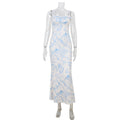 Summer Women Clothing Vintage Printing Slim Fit Slimming Spaghetti Straps Dress Vacation